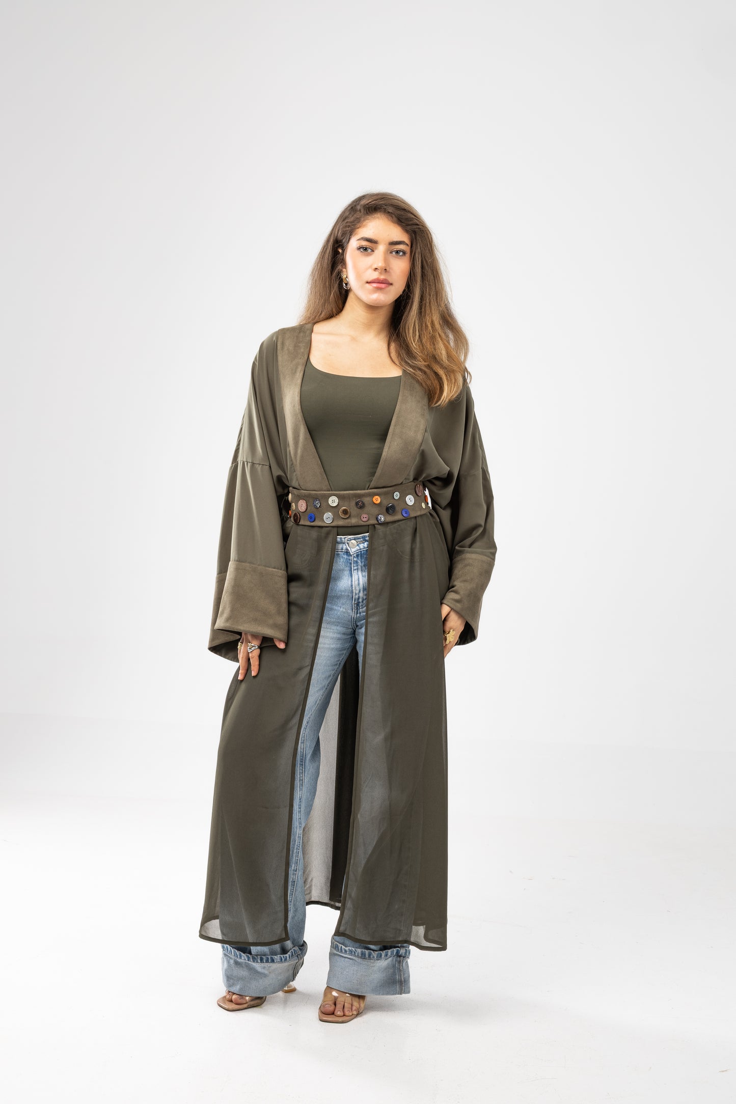 ZAHYA All Buttoned Belt in Olive Green