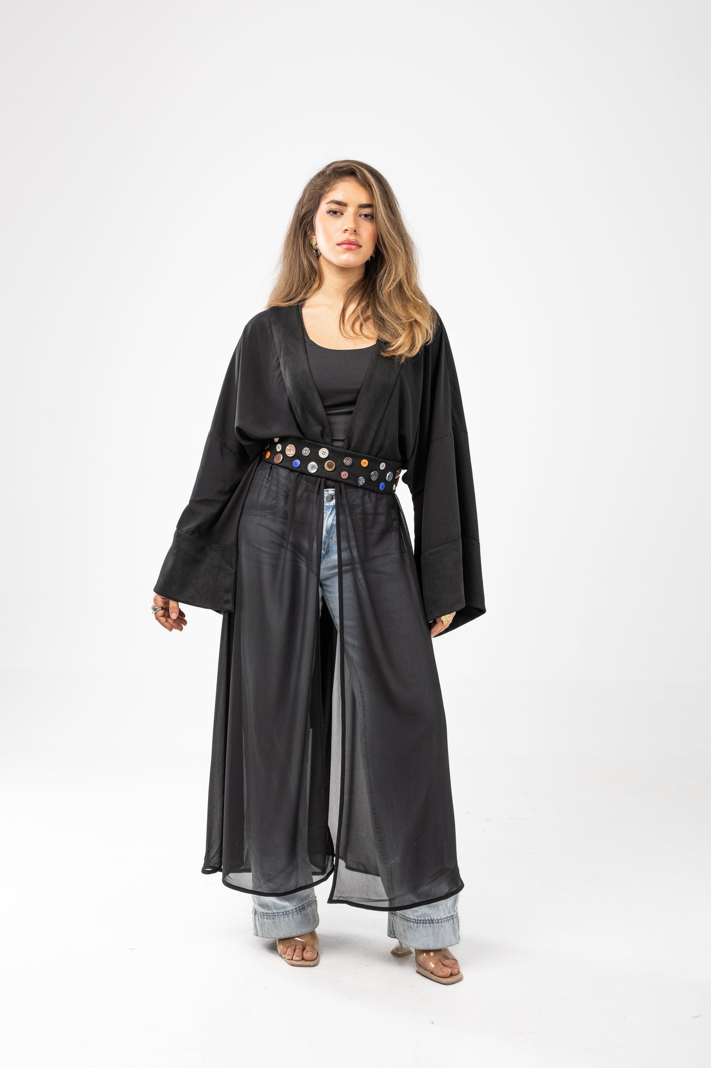 ZAHYA All Buttoned Belt in Dark Black