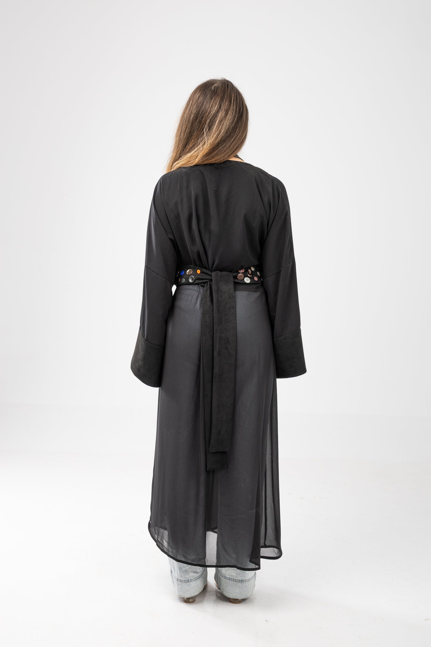ZAHYA All Buttoned Belt in Dark Black