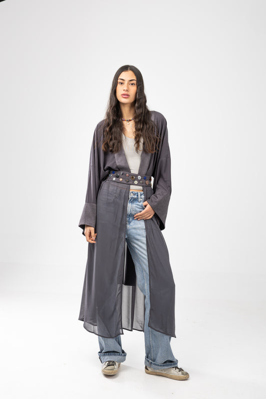 ZAHYA All Buttoned Belt in Grey