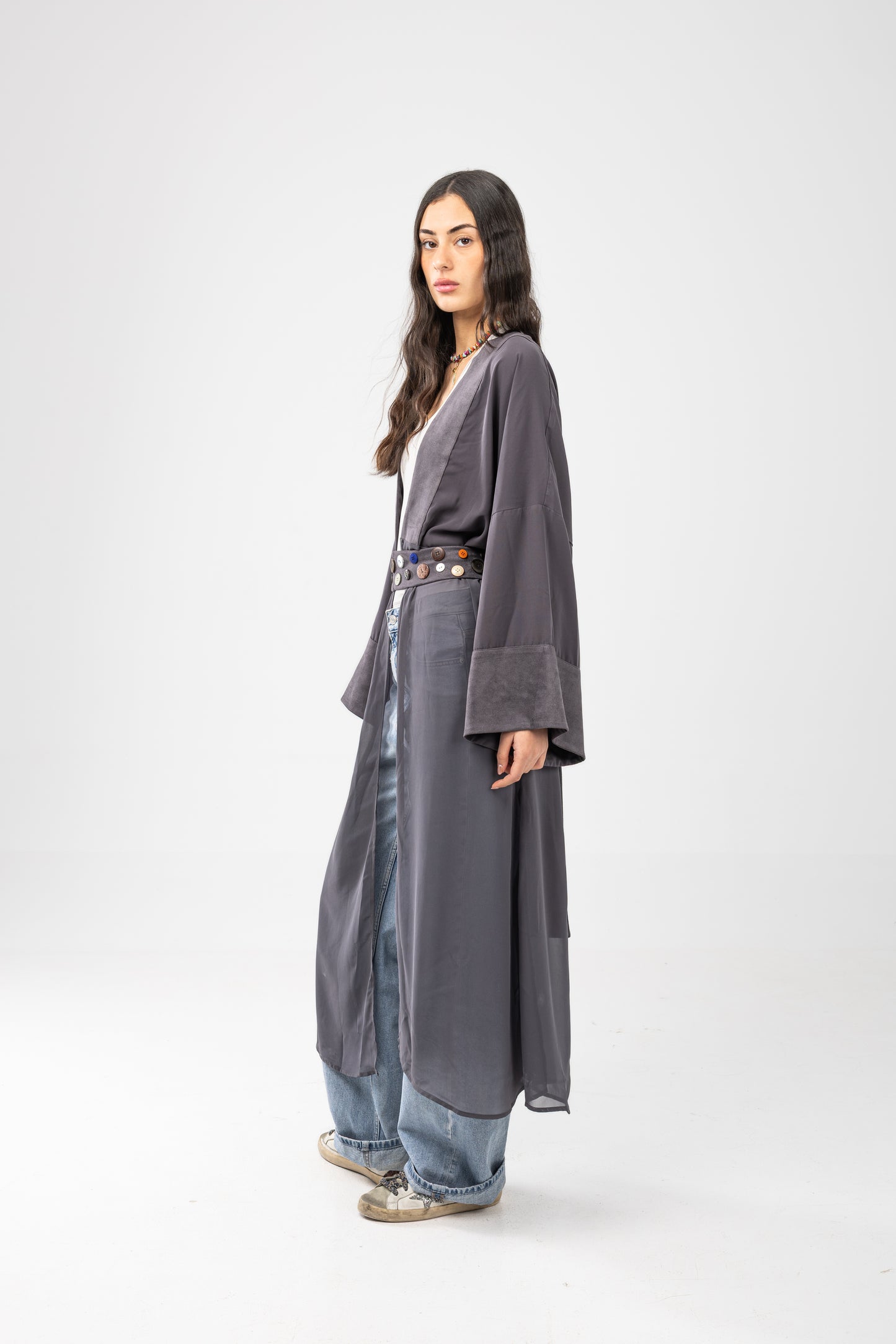 ZAHYA All Buttoned Belt in Grey