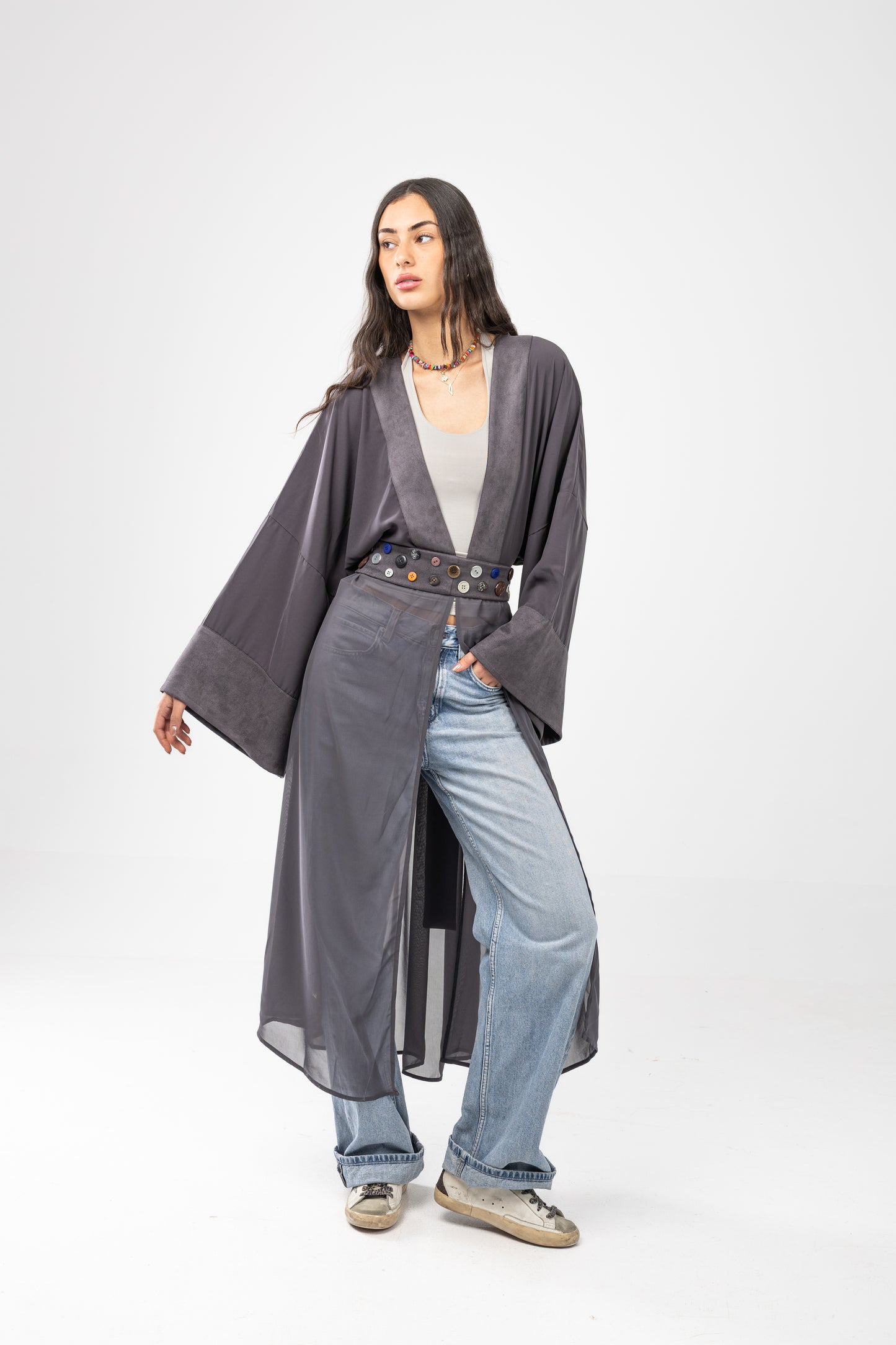 ZAHYA All Buttoned Belt in Grey