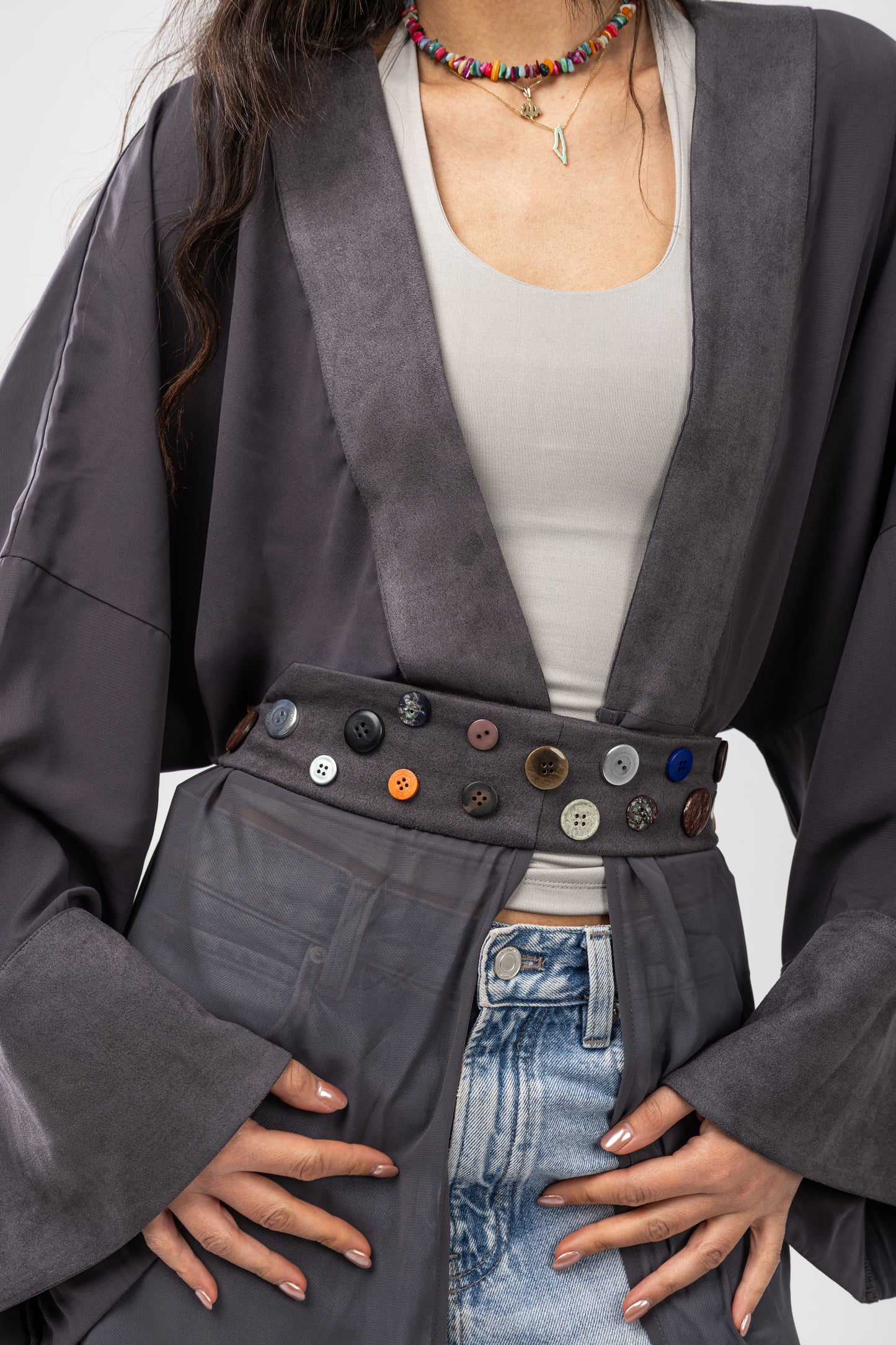 ZAHYA All Buttoned Belt in Grey