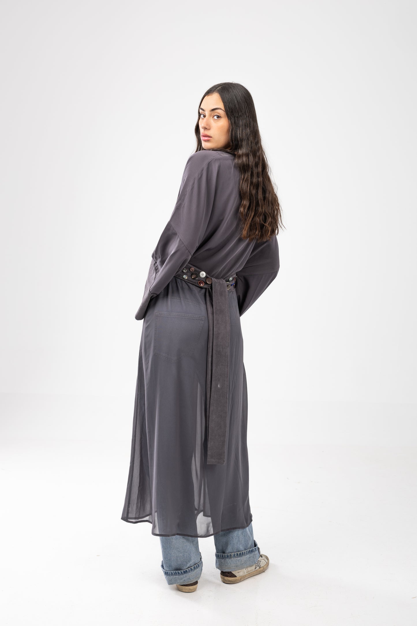 ZAHYA All Buttoned Belt in Grey