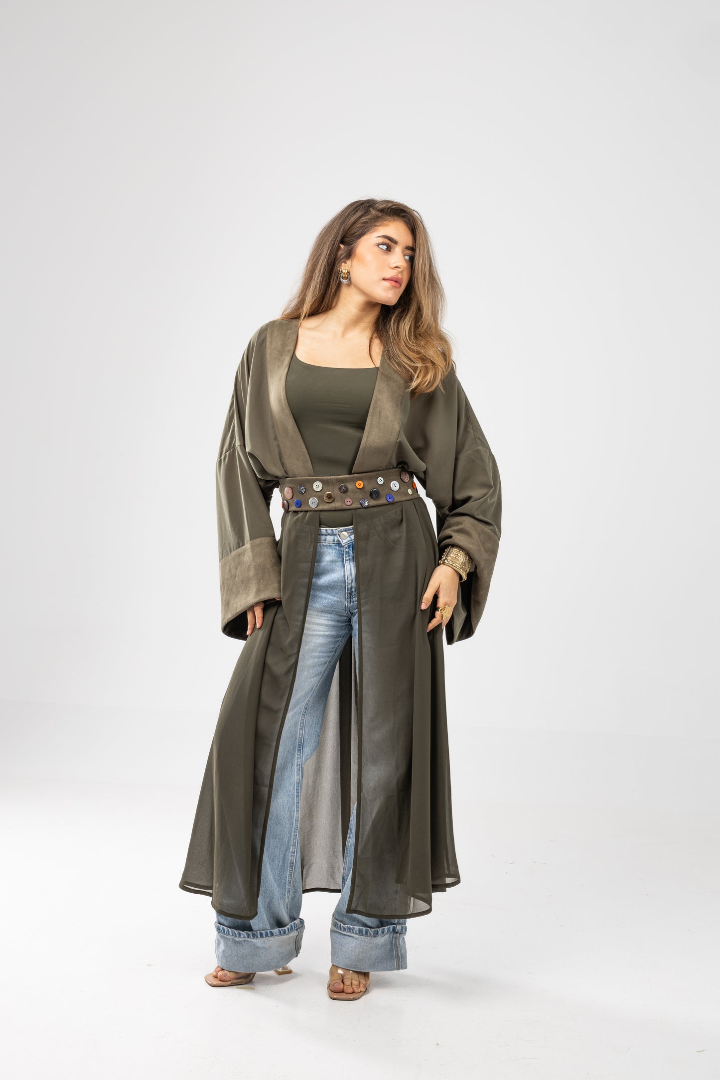 ZAHYA All Buttoned Belt in Olive Green