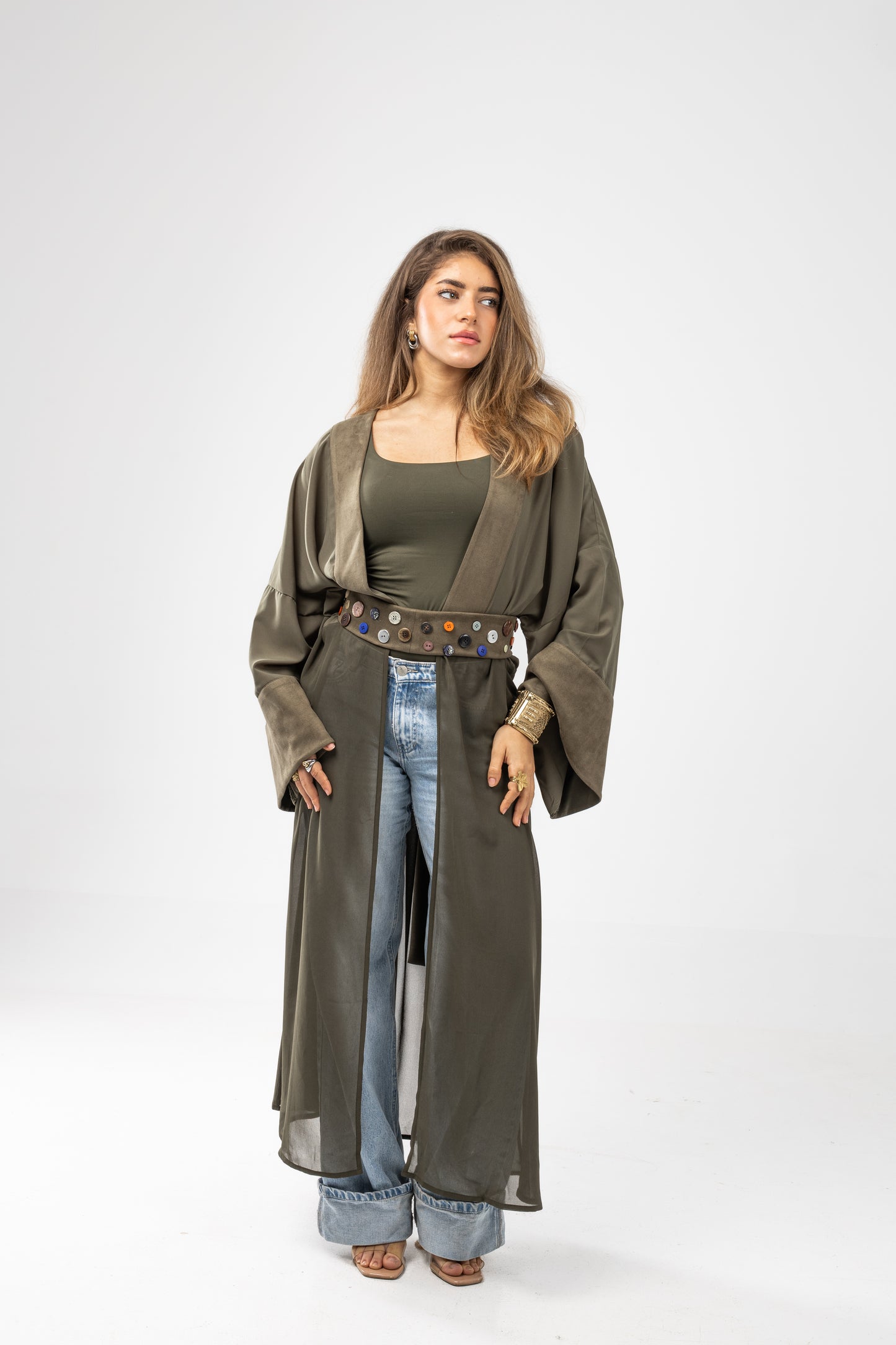 ZAHYA All Buttoned Belt in Olive Green
