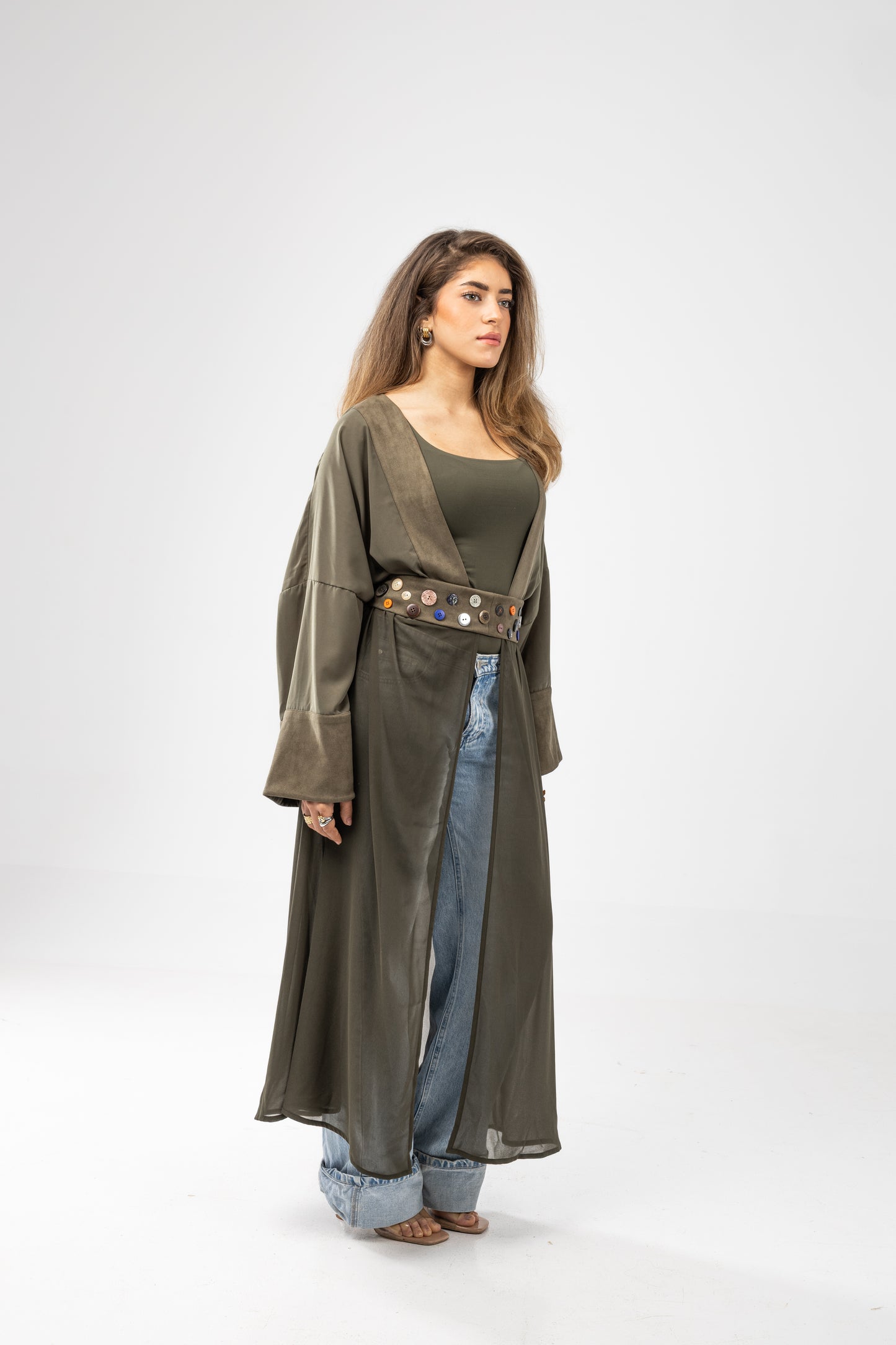 ZAHYA All Buttoned Belt in Olive Green