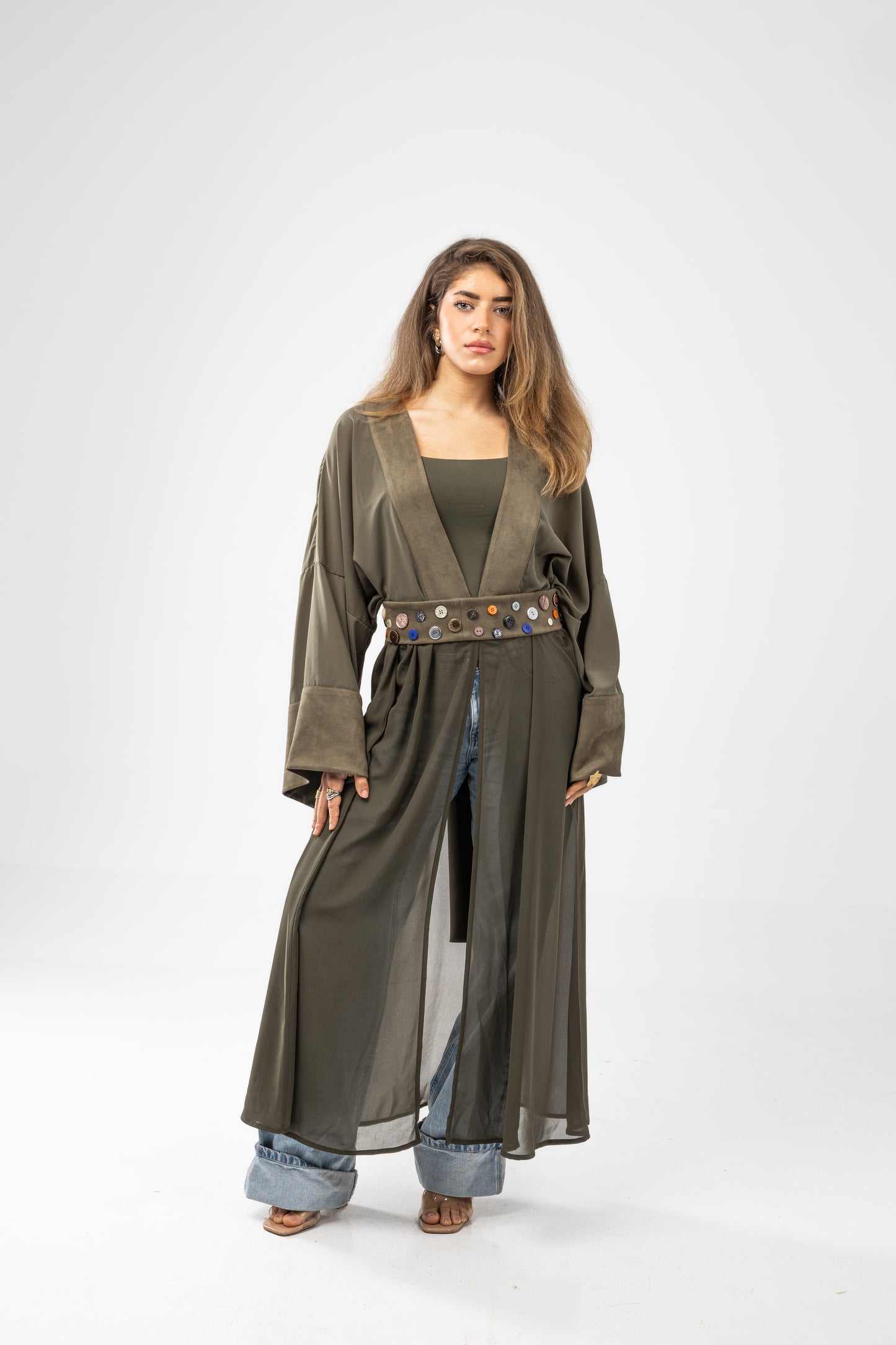 ZAHYA All Buttoned Belt in Olive Green